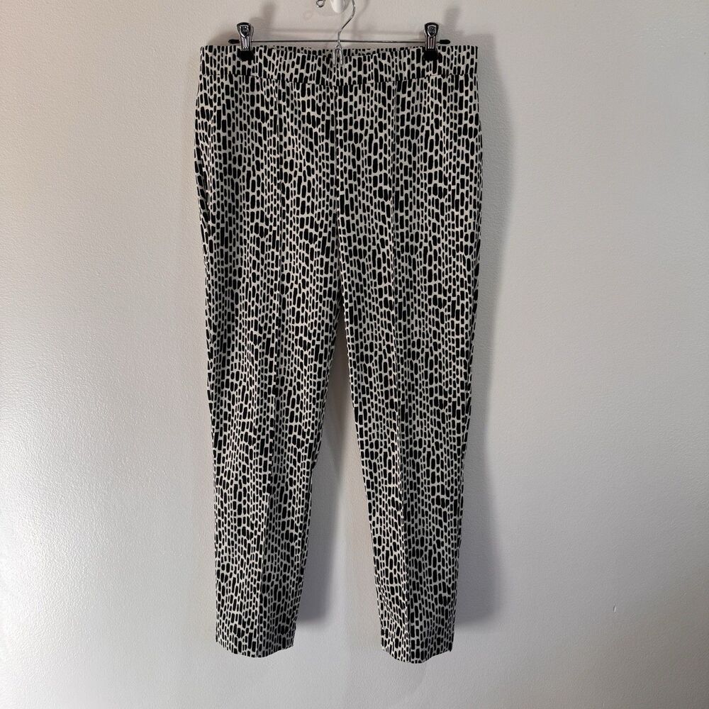NWT Joseph Ribkoff Pants 12 Black White Giraffe Pull On $205 Stretch Knit